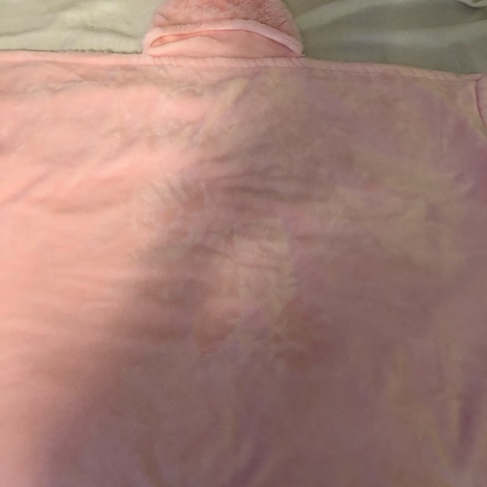 This pink bunny blanket is so incredibly soft.  Has a hat with cute bunny ears. - Picture 2 of 5